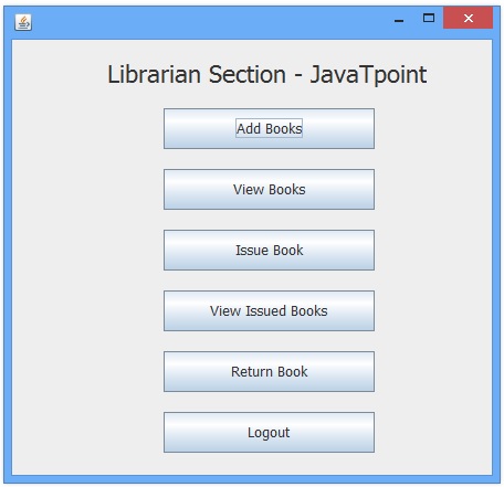 Library Management System in Java Swing Project - javatpoint